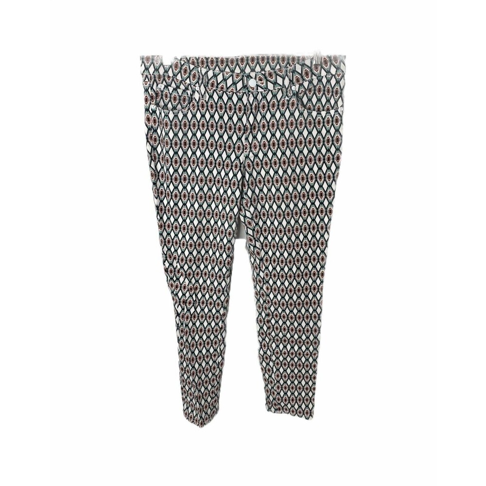 Bisou Bisou Women’s Jean's White Michele Bohbot Aztec Patterned Size 12 x 29